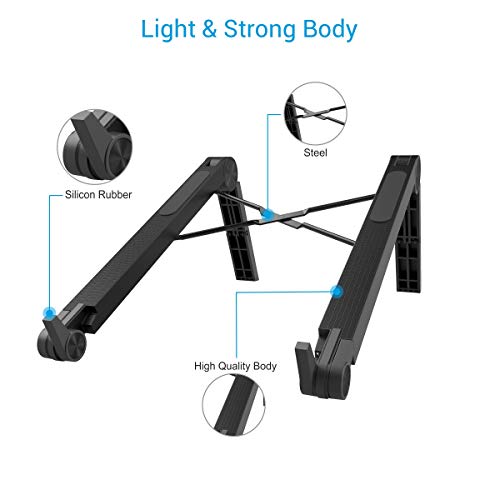 Portronics My Buddy Lite Plus POR-1118 Adjustable Height with Air-Ventilation Ergonomic Design Laptop Stand for Table Bed(Black) - Image 3