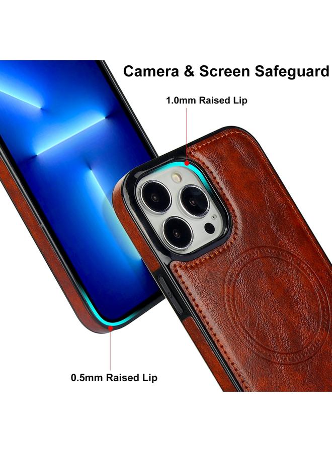 S-TOP Case For iPhone 13 Pro Retro Leather Invisible Stand MagSafe Phone Case - Image 4