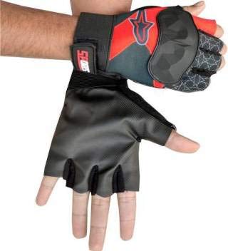 ZaySoo Gloves for Riding, Mountain Bike Half Finger Anti Slip Gloves Gym & Fitness Gloves (Red) - Image 2