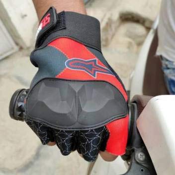 ZaySoo Gloves for Riding, Mountain Bike Half Finger Anti Slip Gloves Gym & Fitness Gloves (Red) - Image 4