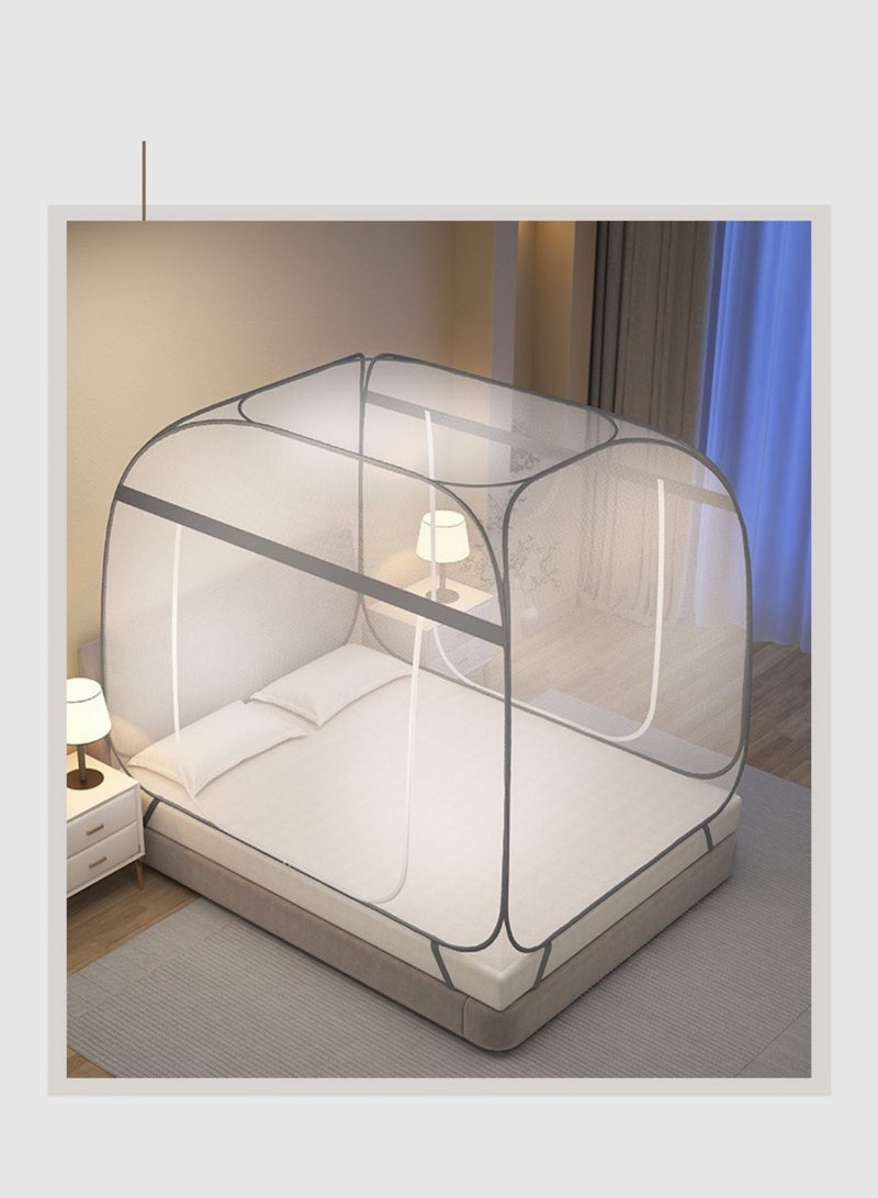 Pop up Mosquito Net Foldable Mosquito Bed Cover with Frame Square 360º Polyester Coated Home Netting Canopy, Double 1.8M Bed Tent Mesh  for Adults Baby Room - Image 2