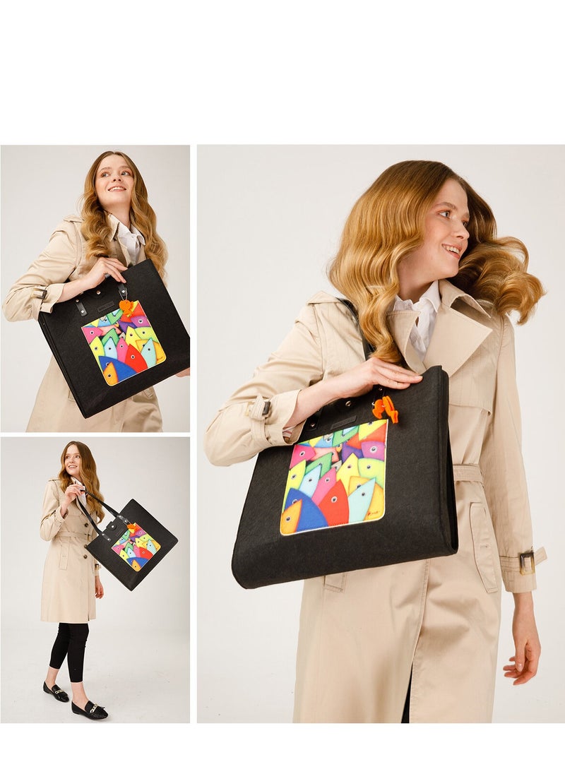 Biggdesign - Biggdesign Fertility Fish Felt Tote Bag for Women - Image 1
