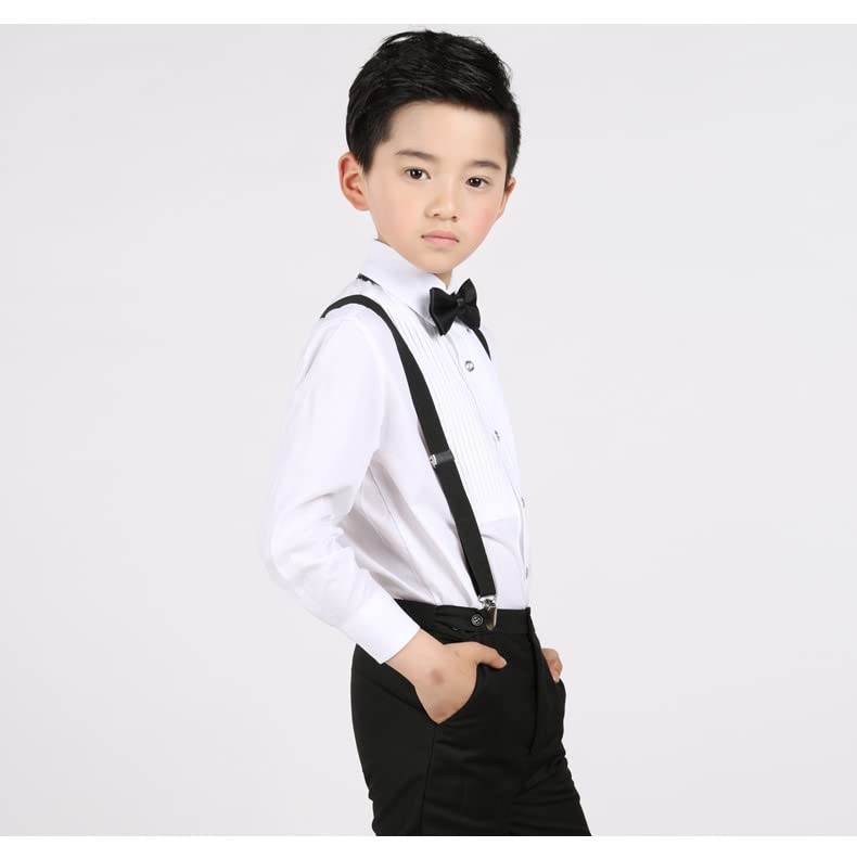 RR DESIGN Suspender for Kids- Adjustable,Y Back with satin pre-tied neck bow tie (4-8 Years, Black) - Image 2