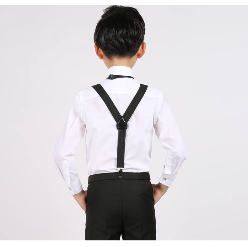 RR DESIGN Suspender for Kids- Adjustable,Y Back with satin pre-tied neck bow tie (4-8 Years, Black) - Image 3