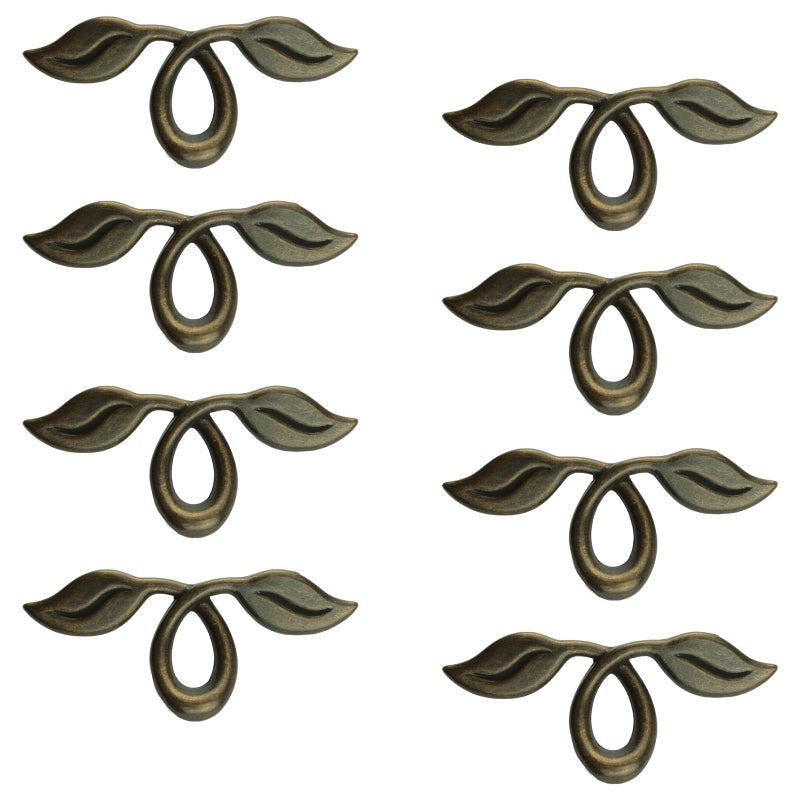 MOROBOR 8 Pack Vintage Style Leafy Drawer Pull Bronze Dresser Handles Leaf Dresser Pulls Knob Hardware for Wardrobe Cupboard Closets Cupboard 50mm Hole Distance - Image 2