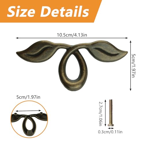 MOROBOR 8 Pack Vintage Style Leafy Drawer Pull Bronze Dresser Handles Leaf Dresser Pulls Knob Hardware for Wardrobe Cupboard Closets Cupboard 50mm Hole Distance - Image 3