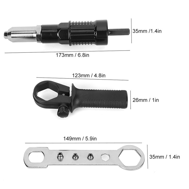 Rivet Gun Adapter Insert Set Durable High Hardness Alloy Steel Electric Handle Tool - Image 2