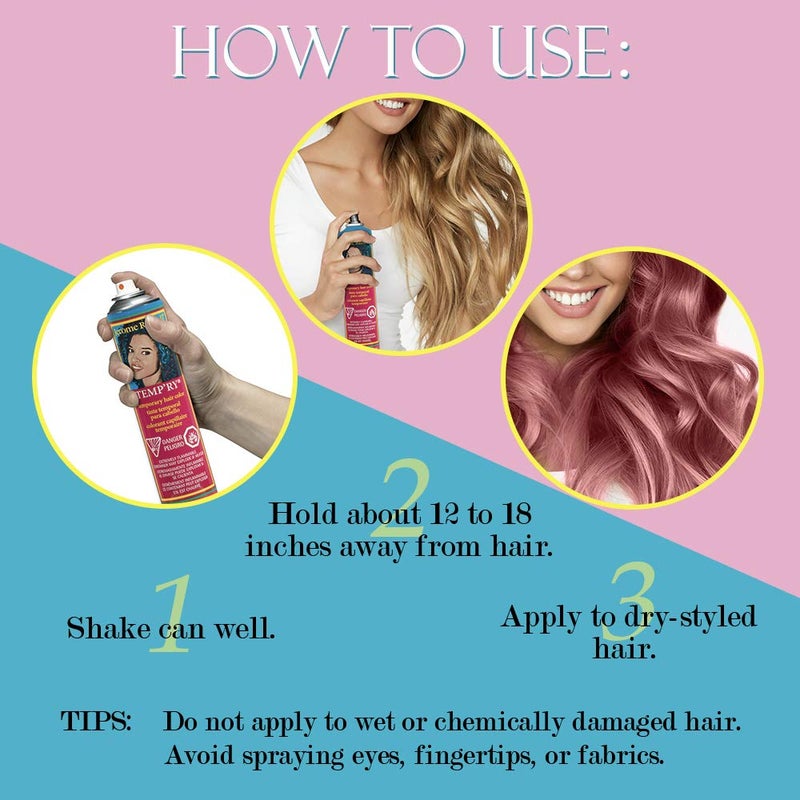 Jerome Russell Temporary Hair Color Spray Pink - Intense Spray-On Temporary Hair Color, Fast-Drying, Non-Sticky, Travel Size, 2.2 oz, Peroxide Free, Pink - Image 4