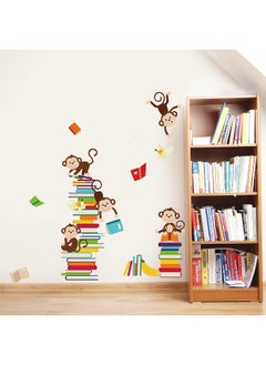 decalmile decalmile Monkey Wall Decals Animals Reading Books Wall Stickers Baby Nursery Kids Bedroom Classroom Wall Decor  - Image 2
