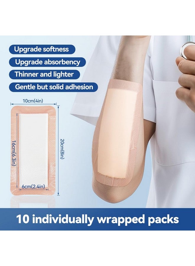Dimora Dimora Silicone Ultra Absorbent Dressing Pads - Adhesive Wound Bandage with Gentle Border, Waterproof Soft Gauze for Post Surgical and Bed Sore Exudate Management 4"X 8" 10 Packs - Image 1