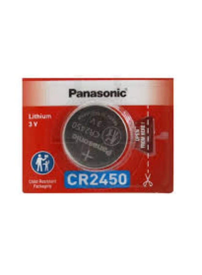باناسونيك بطارية باناسونيك CR2450 ليثيوم 3 فولت على شكل عملة معدنية [بطارية مفتاح فوب لطرازات سيارات مختارة] - Image 1