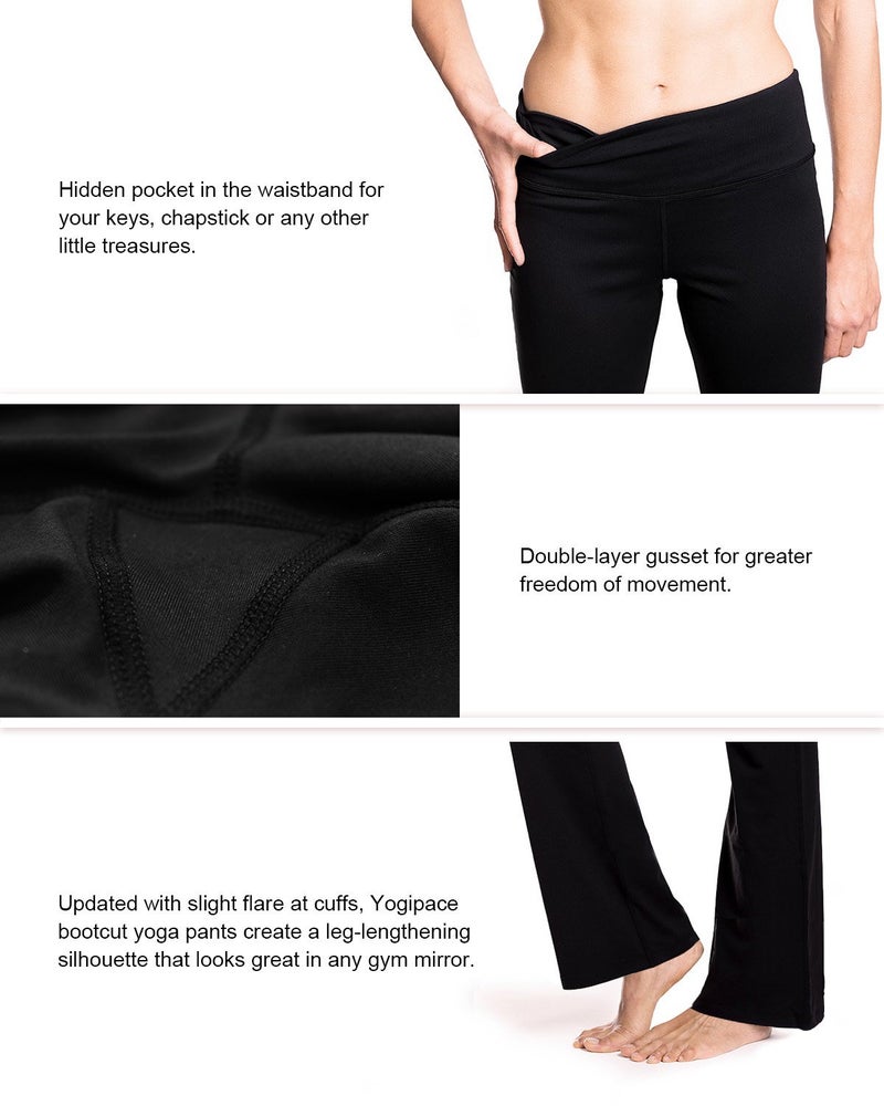 Yogipace,Tall Women's Bootcut Yoga Pants Long Workout Pant,35",Black,Size L - Image 3