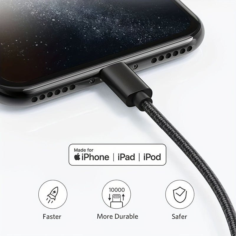 كابل شحن سريع معتمد من MFi، مزامنة USB، عبوة من 2 بطول 3 متر لهواتف iPhone 14 و13 و12 و11 Pro Max وSE - Image 4