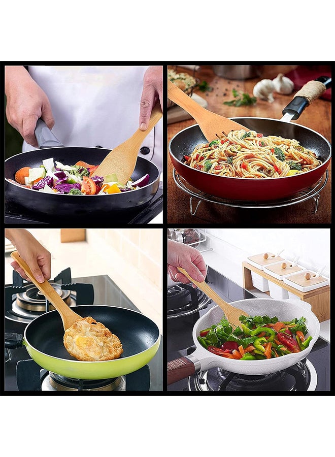 Home Pro مجموعة أدوات المطبخ المنزلية - 6 قطع مجموعة ملعقة مصنوعة من الخيزران الطبيعي 100% - مجموعة طهي خشبية مقاومة للالتصاق وحرارة للخلط والتحريك - Image 4