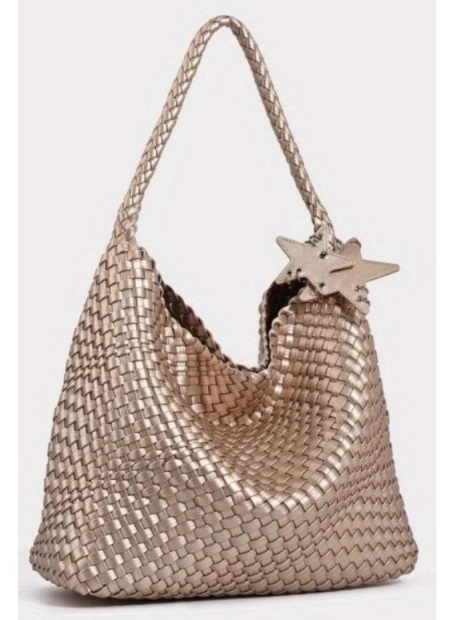 كيفية حقيبة دلو كبيرة الحجم منسوجة يدويًا تحت الإبط للنساء، حقيبة يد فاخرة للتنقل، حقيبة كتف واحدة، حقيبة أنيقة ومتعددة الاستخدامات - Image 1