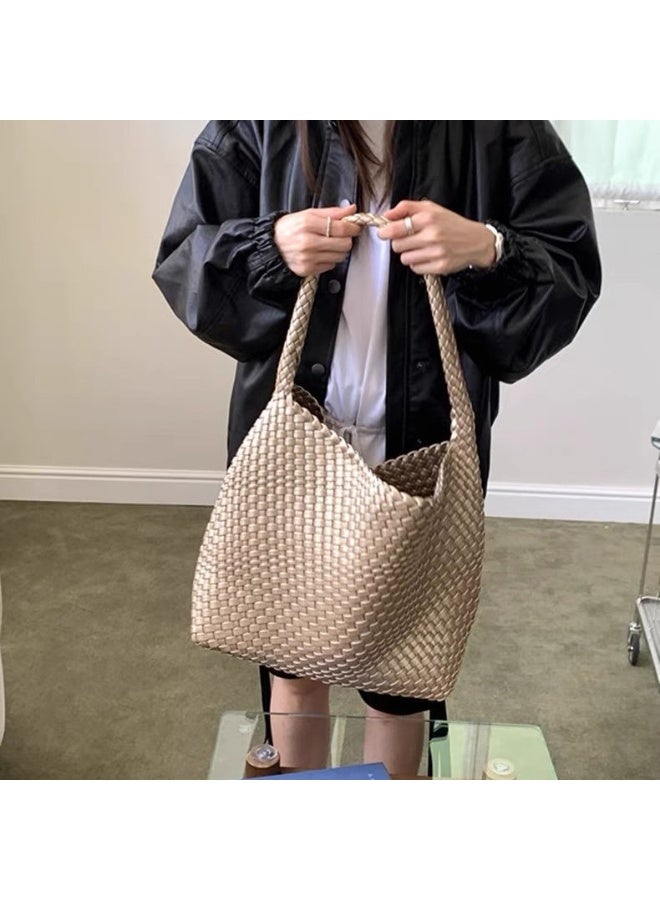 كيفية حقيبة دلو كبيرة الحجم منسوجة يدويًا تحت الإبط للنساء، حقيبة يد فاخرة للتنقل، حقيبة كتف واحدة، حقيبة أنيقة ومتعددة الاستخدامات - Image 3