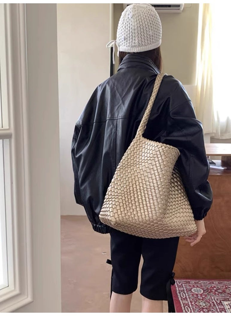 كيفية حقيبة دلو كبيرة الحجم منسوجة يدويًا تحت الإبط للنساء، حقيبة يد فاخرة للتنقل، حقيبة كتف واحدة، حقيبة أنيقة ومتعددة الاستخدامات - Image 4