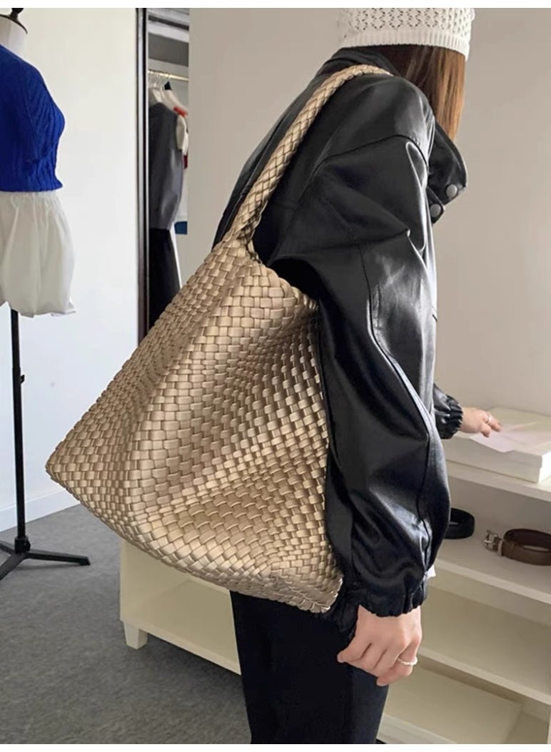 كيفية حقيبة دلو كبيرة الحجم منسوجة يدويًا تحت الإبط للنساء، حقيبة يد فاخرة للتنقل، حقيبة كتف واحدة، حقيبة أنيقة ومتعددة الاستخدامات - Image 5