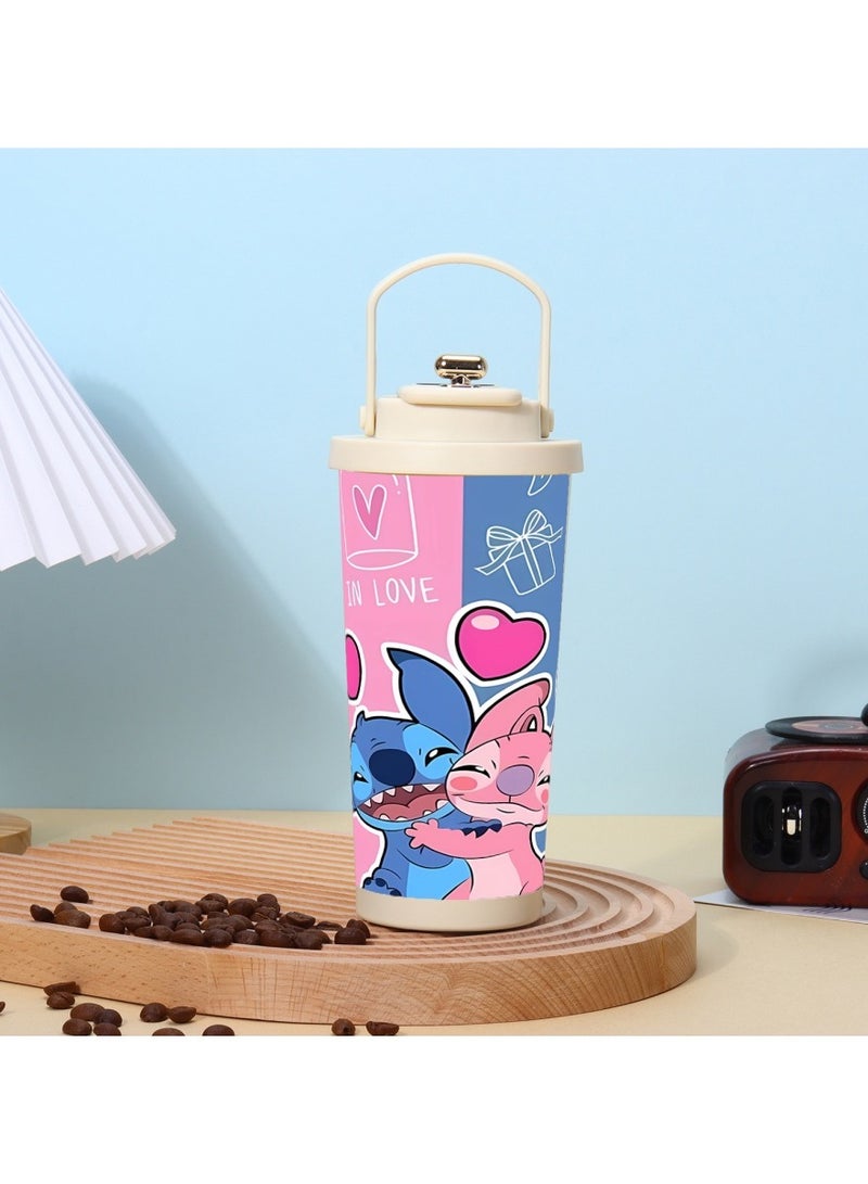 ديزني كوب سفر ديزني ستيتش وآنجل ٥٠٠ مل خفيف الوزن - ستانلس ستيل ٣١٦ مقاوم للانقلاب هدية للمراهقين - Image 1