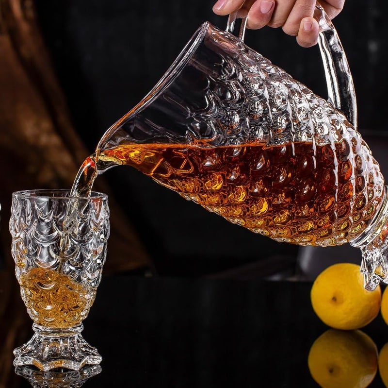 Shopvibe Pineapple Shape Lemon Set Juice Water Jug Carafes and Pitchers Glass Transparent Shaped with Long Comfortable Handle - Image 2