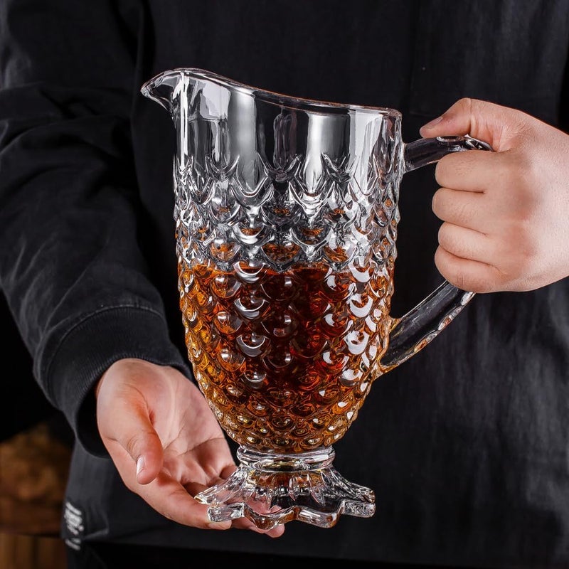 Shopvibe Pineapple Shape Lemon Set Juice Water Jug Carafes and Pitchers Glass Transparent Shaped with Long Comfortable Handle - Image 4