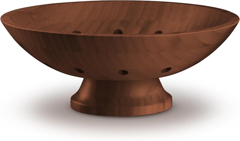 Bambüsi Bambsi Fruit Bowl  11 Large Brown Wooden Pedestal Bowl for Kitchen Counter  Dining Table Centerpiece Premium Bamboo Wood Fruit Basket  Banana Holder for Fresh Produce Bread  Home Decor - Image 4