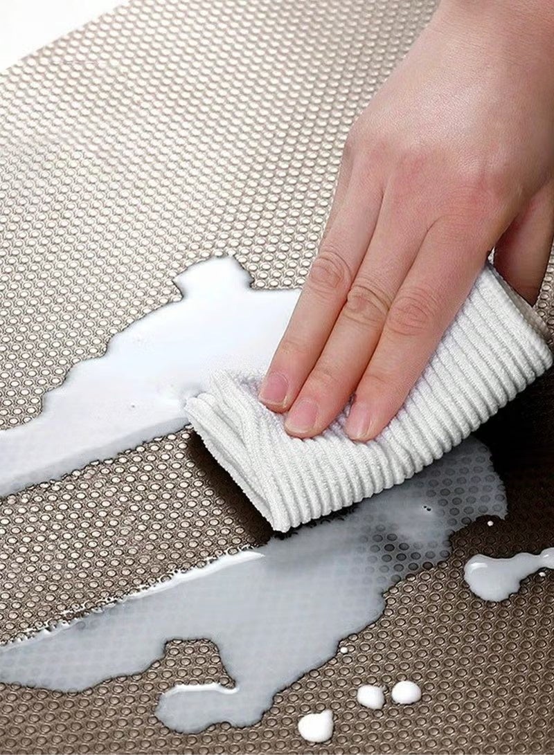 بطانة خزانة مطبخ مانعة للانزلاق - مقاومة للماء والرطوبة والغبار - سجادة للأرفف والأدراج - وسادة مقطوعة لتناسب خزائن المطبخ والثلاجات والحمامات وأدراج الخزانة - مثالية لتنظيم الأسطح وحمايتها والحفاظ على النظافة - متينة وقابلة للغسل وسهلة التنظيف - Image 5