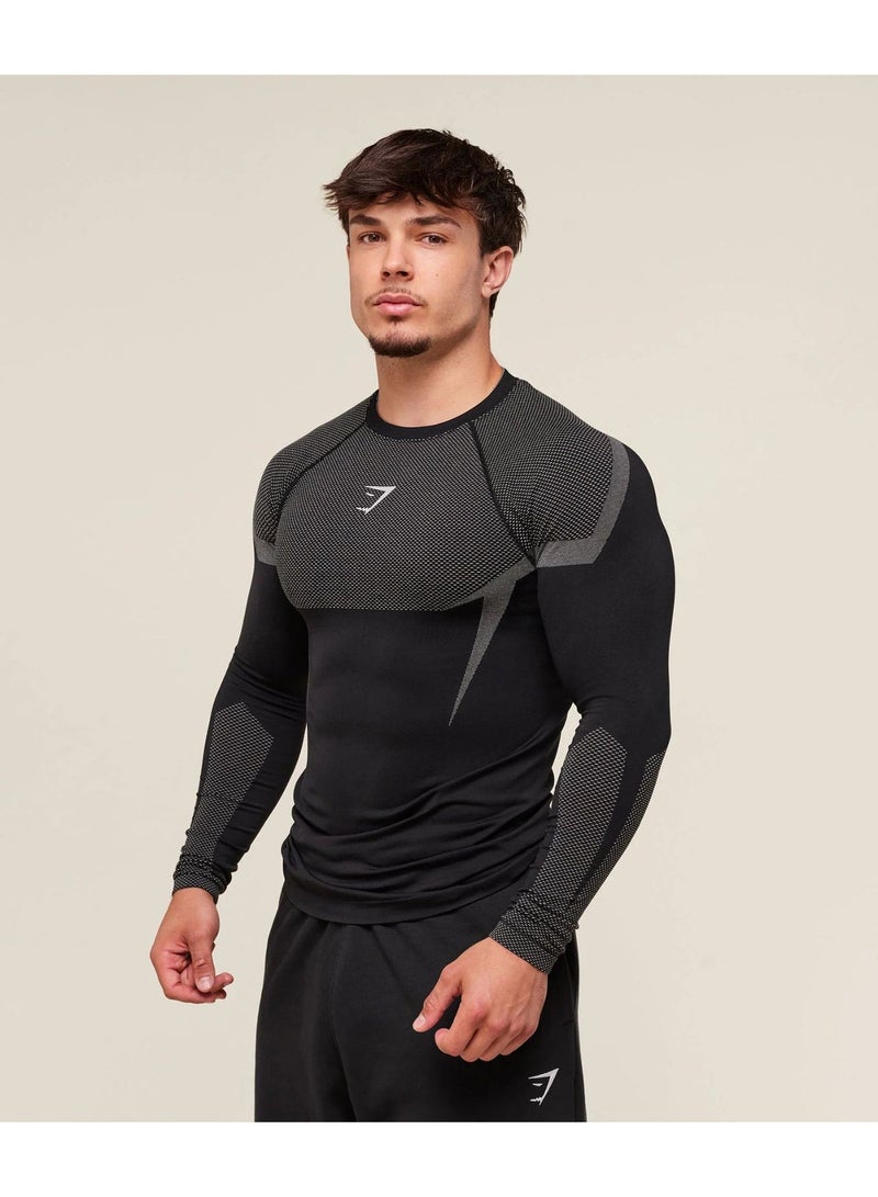 Gymshark FitnessJersey Long Sleeve Top Men's Running Training Cycling Tight Fast Drying Elastic T-shirt - Image 2