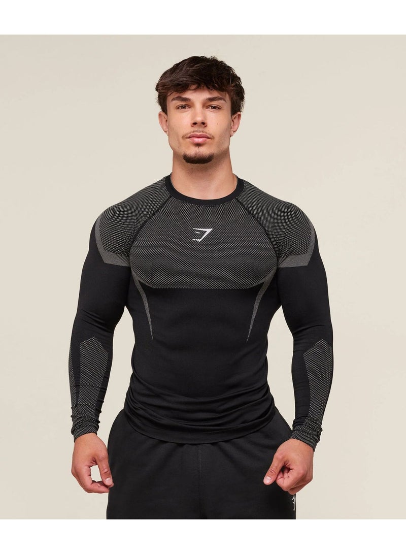 Gymshark FitnessJersey Long Sleeve Top Men's Running Training Cycling Tight Fast Drying Elastic T-shirt - Image 1