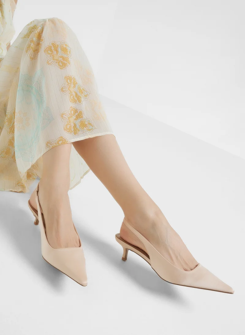 STEVE MADDEN Kari Pointed Toe Sling Back Mid Heel Pumps