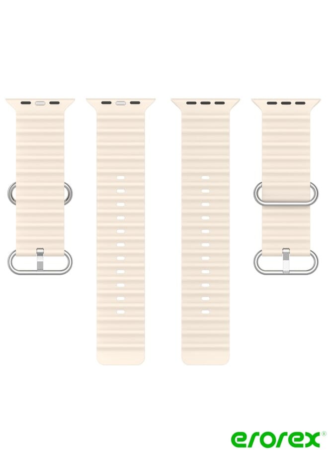 erorex Ocean Silicone Watch Band  Apple Watch Ultra 49mm / Series 8&7 45mm / SE 2&6&SE&5&4 44mm (Starlight)  - Image 2