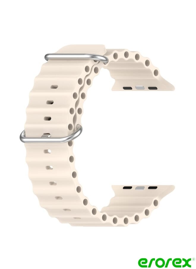 erorex Ocean Silicone Watch Band  Apple Watch Ultra 49mm / Series 8&7 45mm / SE 2&6&SE&5&4 44mm (Starlight)  - Image 3