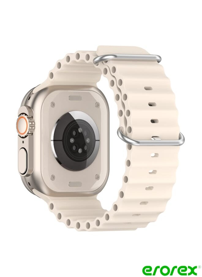 erorex Ocean Silicone Watch Band  Apple Watch Ultra 49mm / Series 8&7 45mm / SE 2&6&SE&5&4 44mm (Starlight)  - Image 4