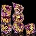 OUKELANWO Magic Lord Rings DND Dice Set with Box 7Pcs Resin LOTR DD Dice Set for Role Playing Game Purple Gold Dungeons Dragons D and D Sharp Edge Dice D20 D12 D10 D8 D6 D4 - Image 4