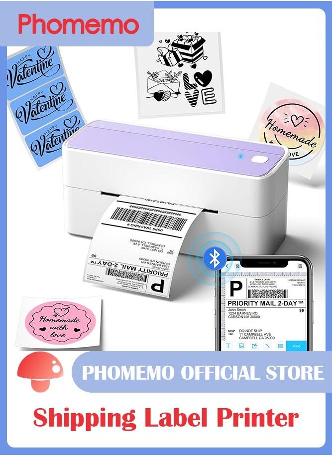 phomemo - 241-BT Bluetooth Thermal Label Printer, 4X6" Wireless Shipping Label Printer for Small Business, Label Printer for Shipping Packages, Compatible with iPhone, Android (Purple) - Image 1