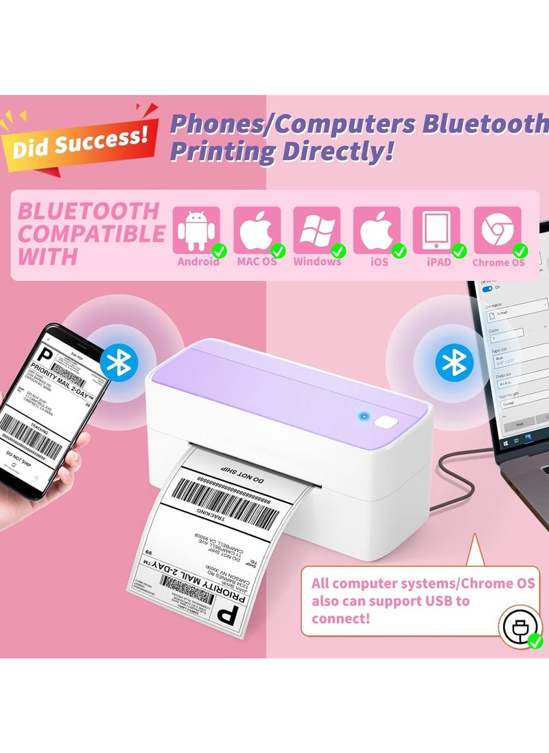 phomemo - 241-BT Bluetooth Thermal Label Printer, 4X6" Wireless Shipping Label Printer for Small Business, Label Printer for Shipping Packages, Compatible with iPhone, Android (Purple) - Image 1