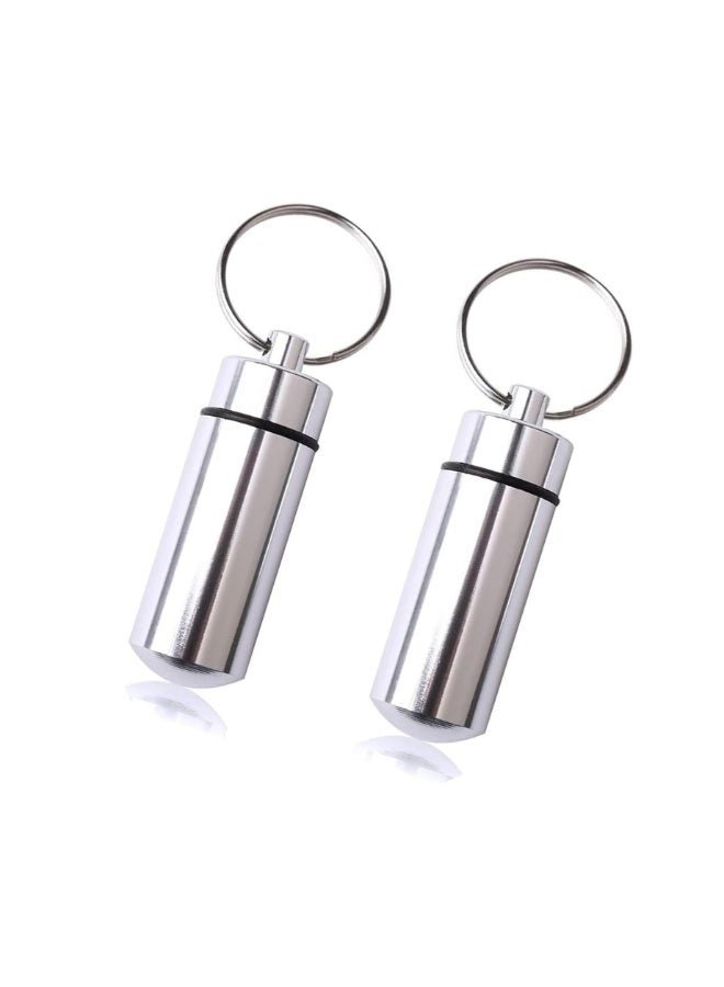 2pcs الماء الألومنيوم حبوب مربع، جيب حبوب حالة صغيرة حبوب مربعات المنظم - حاوية محمولة سلاسل المفاتيح حبوب حامل حبوب مربعات حبوب صغيرة المحمولة (الفضة) - Image 1