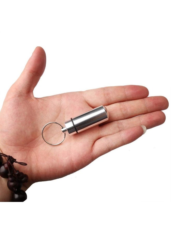 2pcs الماء الألومنيوم حبوب مربع، جيب حبوب حالة صغيرة حبوب مربعات المنظم - حاوية محمولة سلاسل المفاتيح حبوب حامل حبوب مربعات حبوب صغيرة المحمولة (الفضة) - Image 5