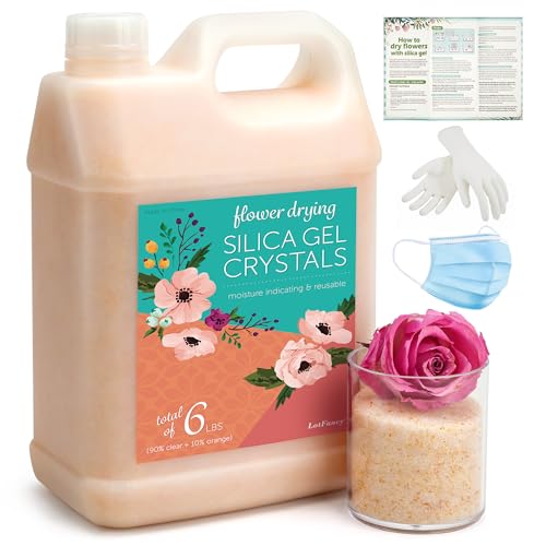 LotFancy Silica Gel Flower Drying, 6 LBS Color Indicating Silica Crystals for Wedding Bouquet Preservation - Image 1