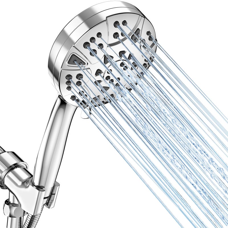VKZK High Pressure 8-mode Handheld Shower Head with 5 ft Stainless Steel Hose and Adjustable Bracket, Built-in Power Wash to Clean Tub, Clean Corner,Tile & Pets - Image 1