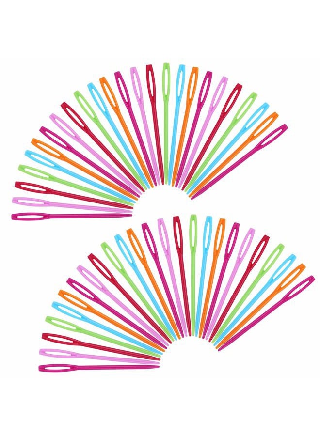 JUPEAN (50 Pcs (8.9cm )) - 50 PCS Colourful Large Eye Plastic Sewing Needles, 9cm Yarn Needles Plastic Weaving Needles Embroidery Needles Safety Lacing Needles Learning Needles for DIY Sewing Handmade Crafts - Image 1