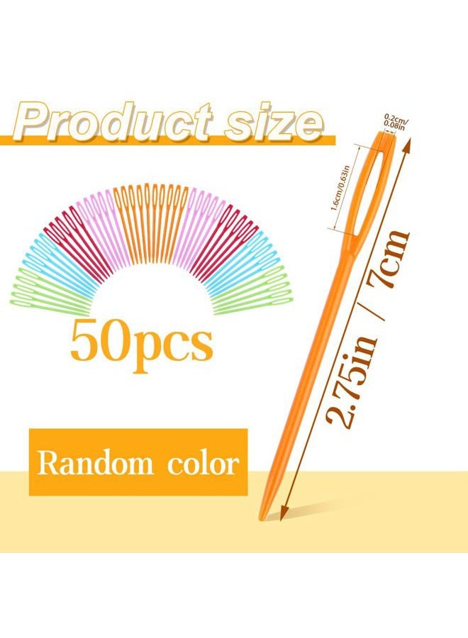 JUPEAN (50 Pcs (8.9cm )) - 50 PCS Colourful Large Eye Plastic Sewing Needles, 9cm Yarn Needles Plastic Weaving Needles Embroidery Needles Safety Lacing Needles Learning Needles for DIY Sewing Handmade Crafts - Image 2