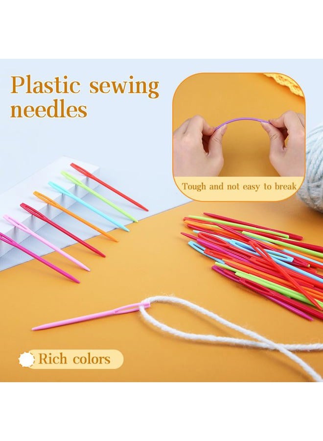 JUPEAN (50 Pcs (8.9cm )) - 50 PCS Colourful Large Eye Plastic Sewing Needles, 9cm Yarn Needles Plastic Weaving Needles Embroidery Needles Safety Lacing Needles Learning Needles for DIY Sewing Handmade Crafts - Image 4