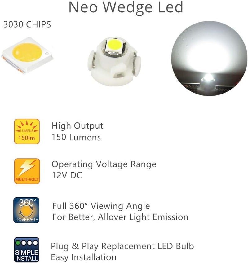 WLJH 10x White T4.2 Neo Wedge LED Bulbs - Image 4