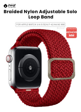 Braided Nylon Adjustable Solo Loop Band For Apple Watch 42/44/45 mm - Red - pzsku/ZA9A3B0F97F8708F44757Z/45/_/1643127555/84862eab-4e68-4152-b10b-f1fcf9d57a2d