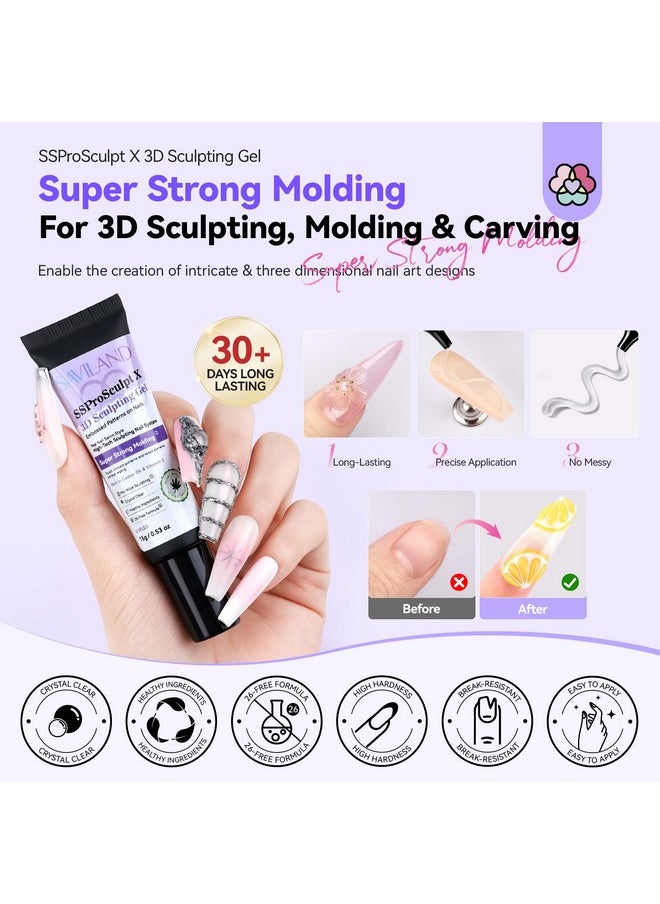 Saviland - SAVILAND 3D Nail Gel and Chrome Nail Powder Kit: 15g No Wipe Clear 3D Sculpting Gel for Nail Art, 3D Carving Nail Molding Gel & Metallic Chrome Powder Set for Gel Nail Art Decoration Home Manicure DIY - Image 1