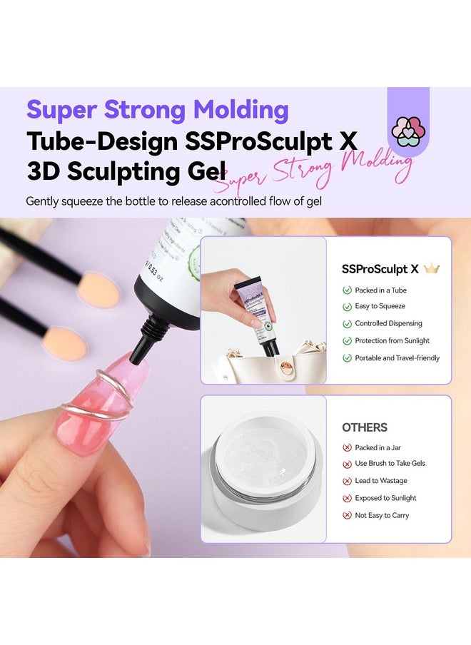 Saviland - SAVILAND 3D Nail Gel and Chrome Nail Powder Kit: 15g No Wipe Clear 3D Sculpting Gel for Nail Art, 3D Carving Nail Molding Gel & Metallic Chrome Powder Set for Gel Nail Art Decoration Home Manicure DIY - Image 1