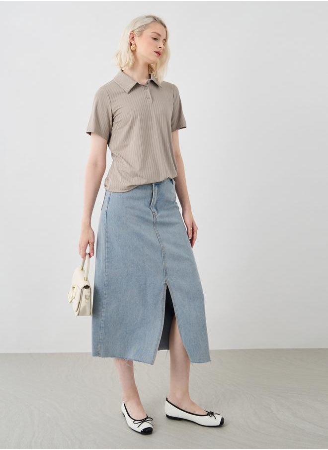 Take Two Take Two Solid Textured Short Sleeve Polo T-Shirt  - Image 2