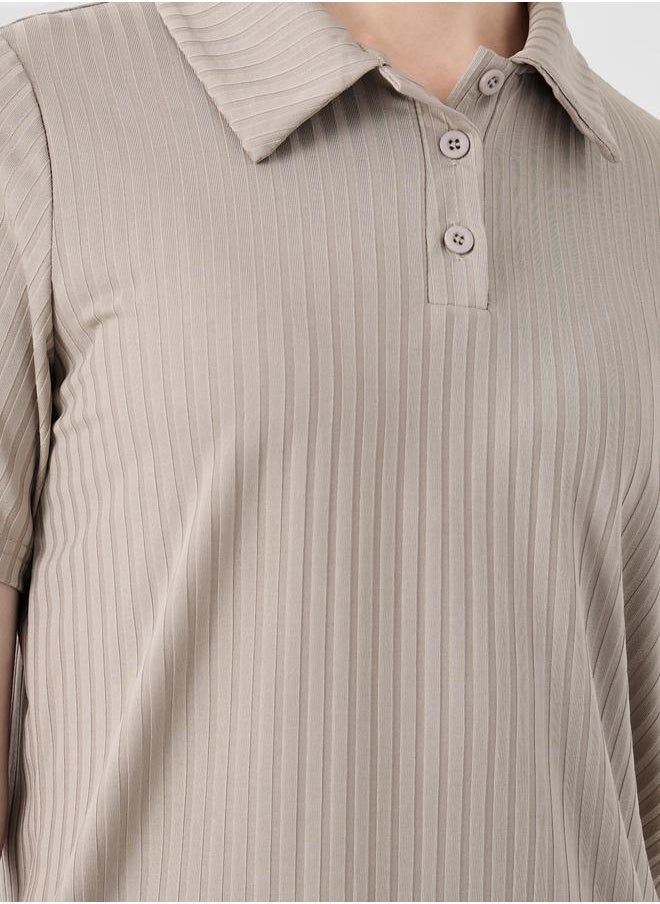 Take Two Take Two Solid Textured Short Sleeve Polo T-Shirt  - Image 3