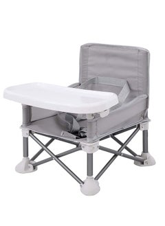 Excefore Portable Baby Seat, Booster Seat for Indoor/Outdoor Use, Folding Portable High Chair, Great for Camping, Beach, Lawn |Toddlers, Kids, Boys, Girls (Gray)  - Image 1